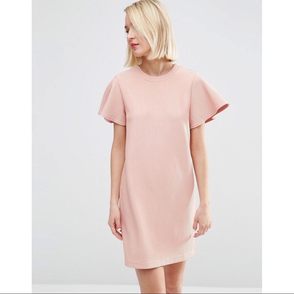 ASOS Dresses & Skirts - ASOS Ruffle Sleeve Ribbed Shift Dress